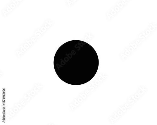 흰색 배경에 검은색 원이 떠 있는 단순하고 추상적인 그래픽 디자인 요소