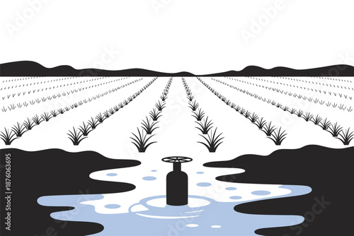 Water Management in an Agave Field Landscape, irrigation sustainability concept