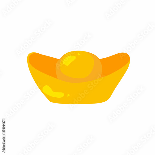 Vector illustration of golden Yuan bao Chinese currency