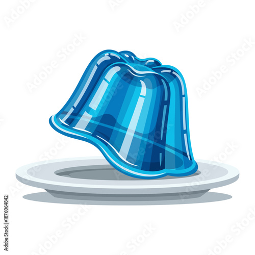 Blue Gelatin Dessert on a Plate, Delicious and Wobbly Treat