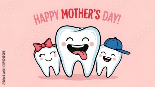 Happy mothers day tooth smile dental family love