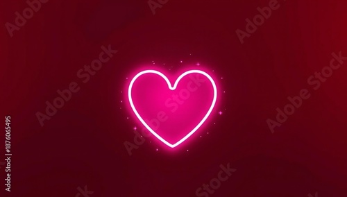 Neon pink heart on dark background