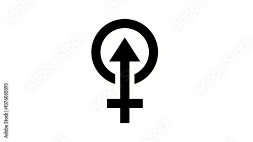 Black venus symbol with arrow pointing up in circle on white