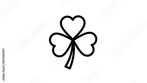 Heart shaped clover icon with three leaves on white