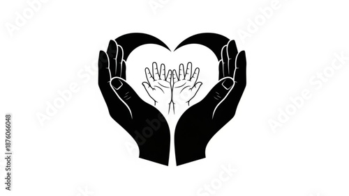 Hands forming heart shape with smaller hands inside symbolizing love