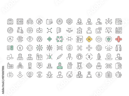 Ultimate Medical and Healthcare Icon Bundle - 100 Minimalist Thin Line Vector Icons for Clinical Research, Patient Care, and Laboratory Science Concepts