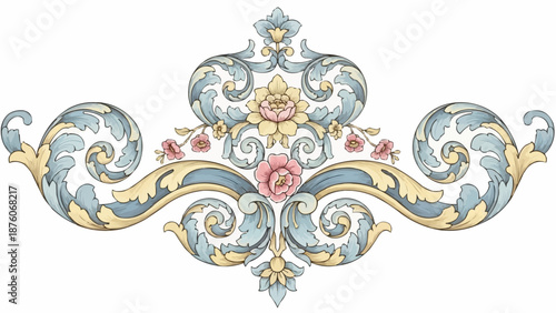 Elegant Floral Swirl Ornament Vintage Design Element.