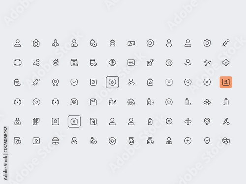 Minimalist Medical and Healthcare Icon Pack - 66 Thin Line Art Vector Icons for Health Apps, Clinical Services, and Modern Hospital UI Design
