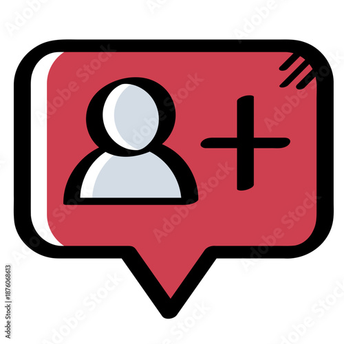 Hand drawn color add user symbol representing account creation or connection.