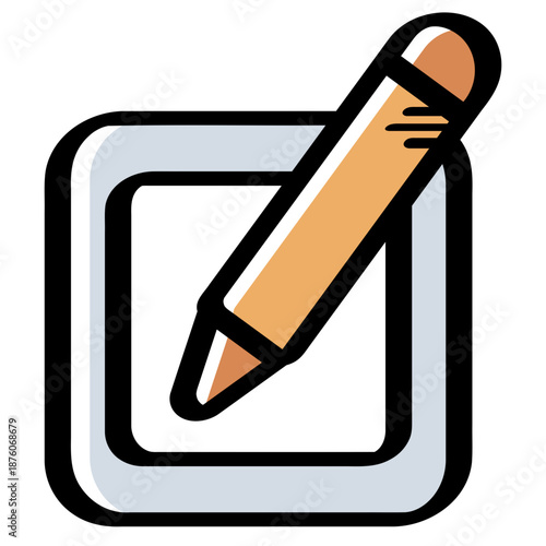 Hand drawn color edit content symbol for updating and revising text.