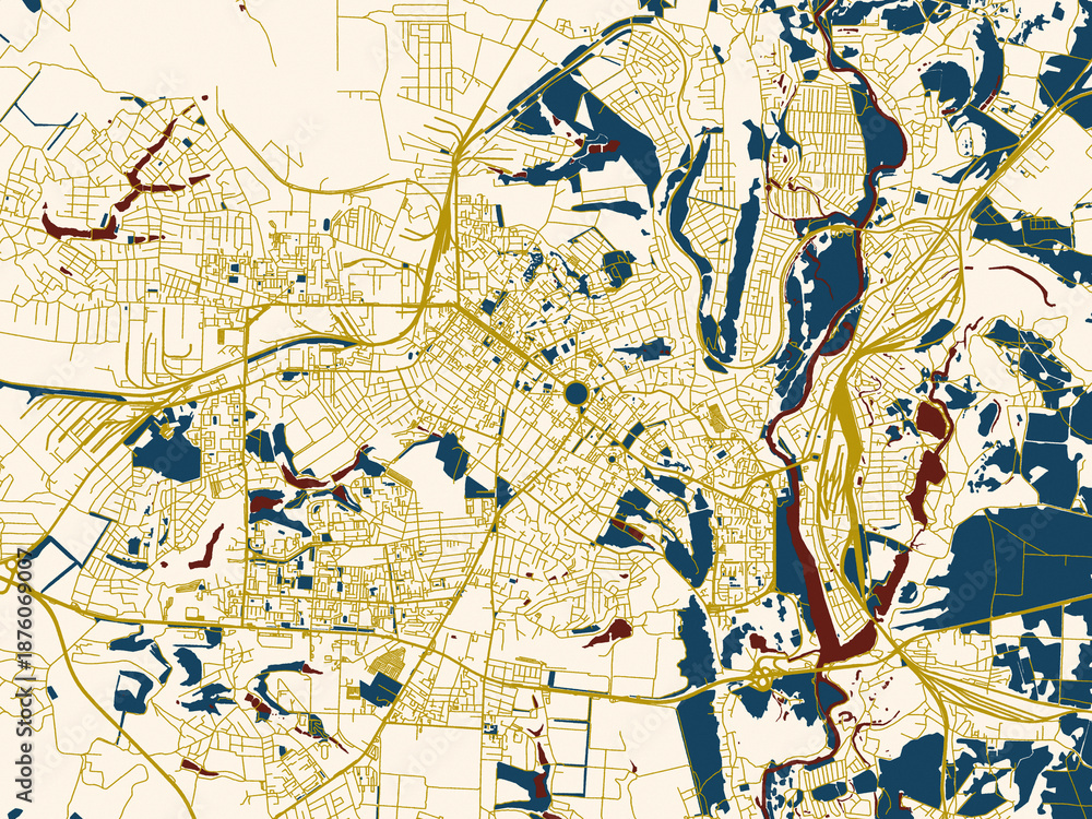 Naklejka premium Urban map background of Poltava, Ukraine