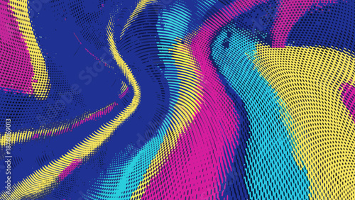Colorful Abstract Wave Patterns, Digital Art, Vibrant Design, Modern Aesthetic, Trendy Environment, Artistic Viewpoint