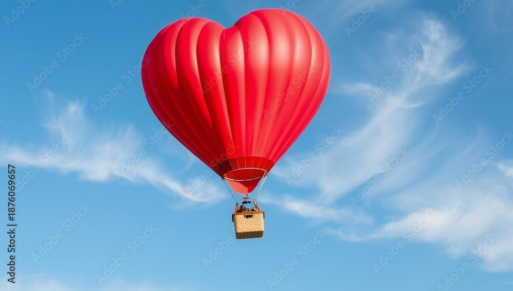 Fototapeta premium Heart-shaped hot air balloon ascending