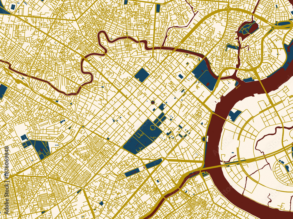 Obraz premium Urban map background of Ho Chi Minh City Center, Viet Nam