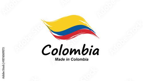 Colombia Flag Logo with 'Made in Colombia' Text - National Identity and Authenticity Symbol