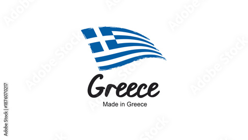Greece Flag and Logo with 'Made in Greece' Text - National Identity and Authenticity Symbol