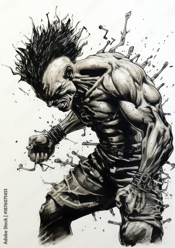 Fototapeta premium Kickboxing art man illustrated.