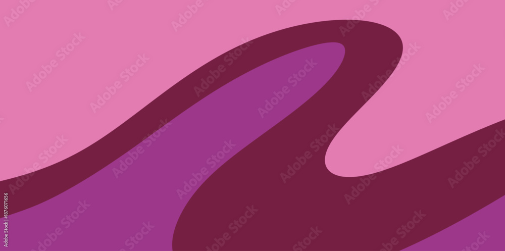 Obraz premium Elegant purple curve and ribbon illustration vector background design. Stylish background with elegant ribbons of color flowing across the frame in a harmonious purple and pink color scheme.
