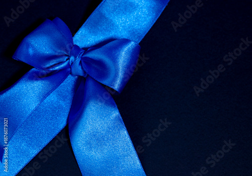 blue bow isolated on black
