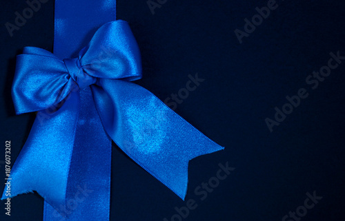 blue bow isolated on black