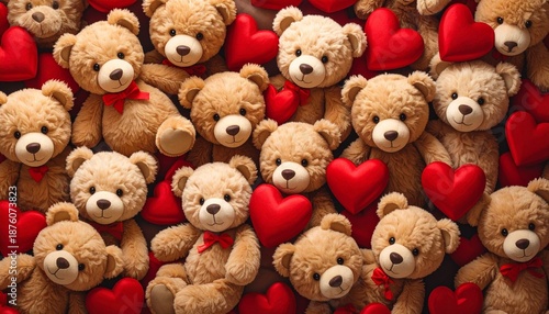 Wallpaper Mural Cute Brown Teddy Bears with Red Hearts; Seamless Valentine’s Day Love Background Pattern
 Torontodigital.ca