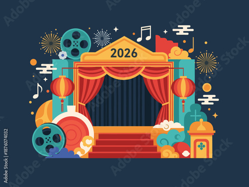 A playful illustration of a film reel and popcorn, perfect for movie-themed content and entertainment marketing.