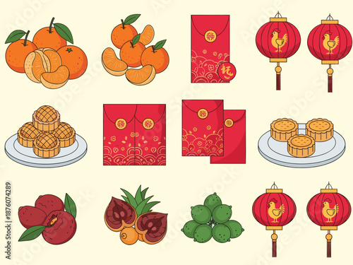 A vibrant illustration of red fruits with green leaves, perfect for food-related content and design projects.