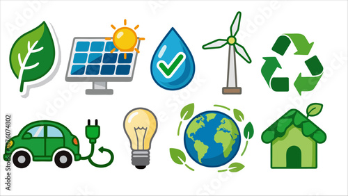 Ecology & green energy icon set, flat vector, eco friendly themeE.ai