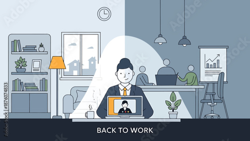 Remote Team Collaboration Business Meeting Online Conference Call Through Laptop Screen In Home Office Virtual Communication Concept