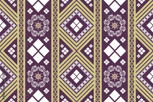 Ethnic Figure aztec embroidery style.Geometric ikat oriental traditional art pattern.Design for ethnic background,wallpaper,fashion,clothing,wrapping,fabric,element,sarong,graphic,vector illustration.