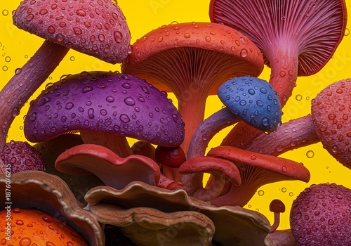 Wallpaper Mural Luminous Fungi: Hyperreal Render of Bioluminescent Forest Floor Torontodigital.ca