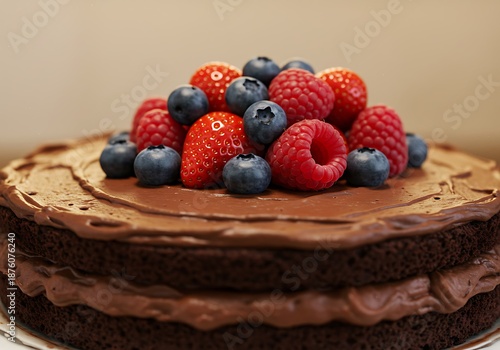 Wallpaper Mural Decadent Chocolate Cake: A Burst of Berry Bliss Torontodigital.ca