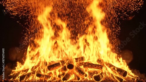 Wallpaper Mural Campfire flames with glowing ember and spark at night Torontodigital.ca