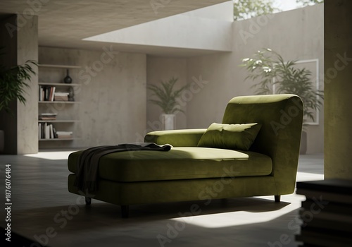 Wallpaper Mural Olive Lounge: Serene Interior, Realistic 3D Render Torontodigital.ca