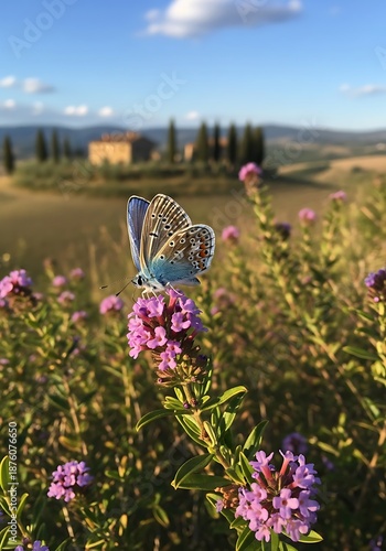 Wallpaper Mural Butterfly's Dance: Golden Hour on Tuscan Bloom Torontodigital.ca