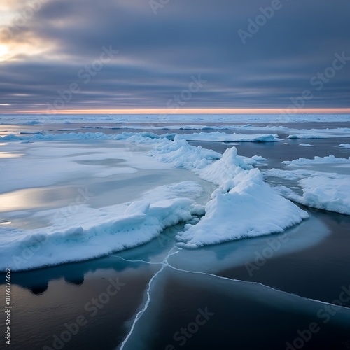 Wallpaper Mural Frozen expanse: Arctic ice floes under a twilight sky. Torontodigital.ca
