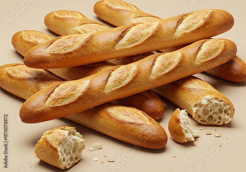 Wallpaper Mural Golden Baguettes: Crusty Freshness, Food Still Life. Torontodigital.ca