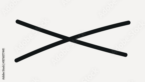Minimalist black crossed lines on a white, element vector