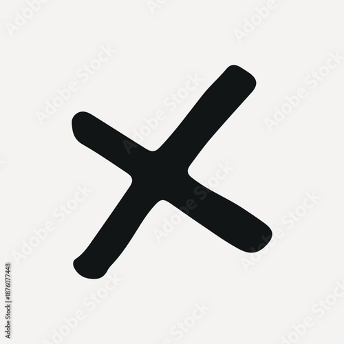 Minimalist black brushstroke 'X' on a light, element vector