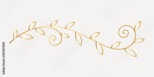 Elegant gold decorative flourish design, hand drawn vector