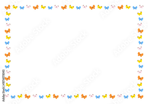 蝶と花の春フレーム　やさしく可愛い季節の囲み素材