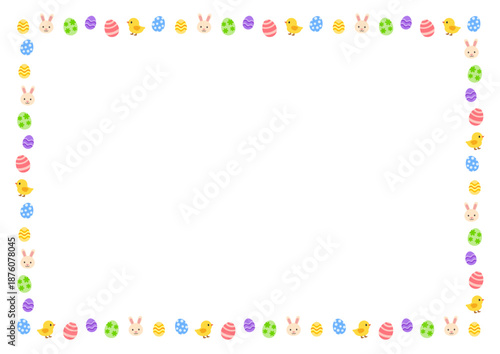 イースター風春フレーム　卵とうさぎの可愛い囲み素材