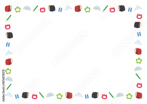 入園入学の春フレーム　学校モチーフの囲みベクター素材