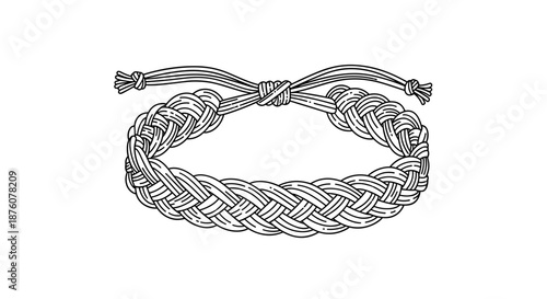 Intricately braided friendship bracelet with adjustable ties, elegantly isolated on a clean white background, showcasing detailed craftsmanship and texture