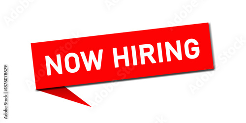 Now Hiring speech bubble label. Closed banner. Vector Illustration.  