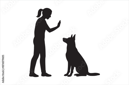 a woman and her dog in a sitting position interaction