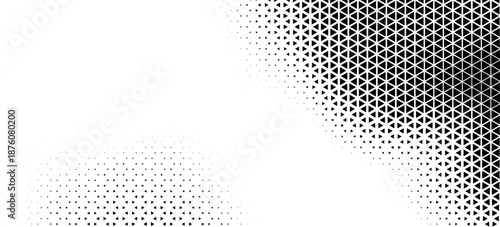 Abstract geometric black and white deco art halftone hexagone and triangle print pattern. vector background