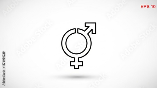 Gender equality symbol on white background with shadow