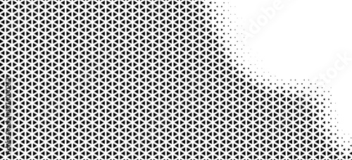 Abstract geometric black and white deco art halftone hexagone and triangle print pattern. vector background