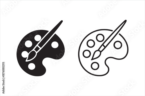 black and white paint palette with brush icons